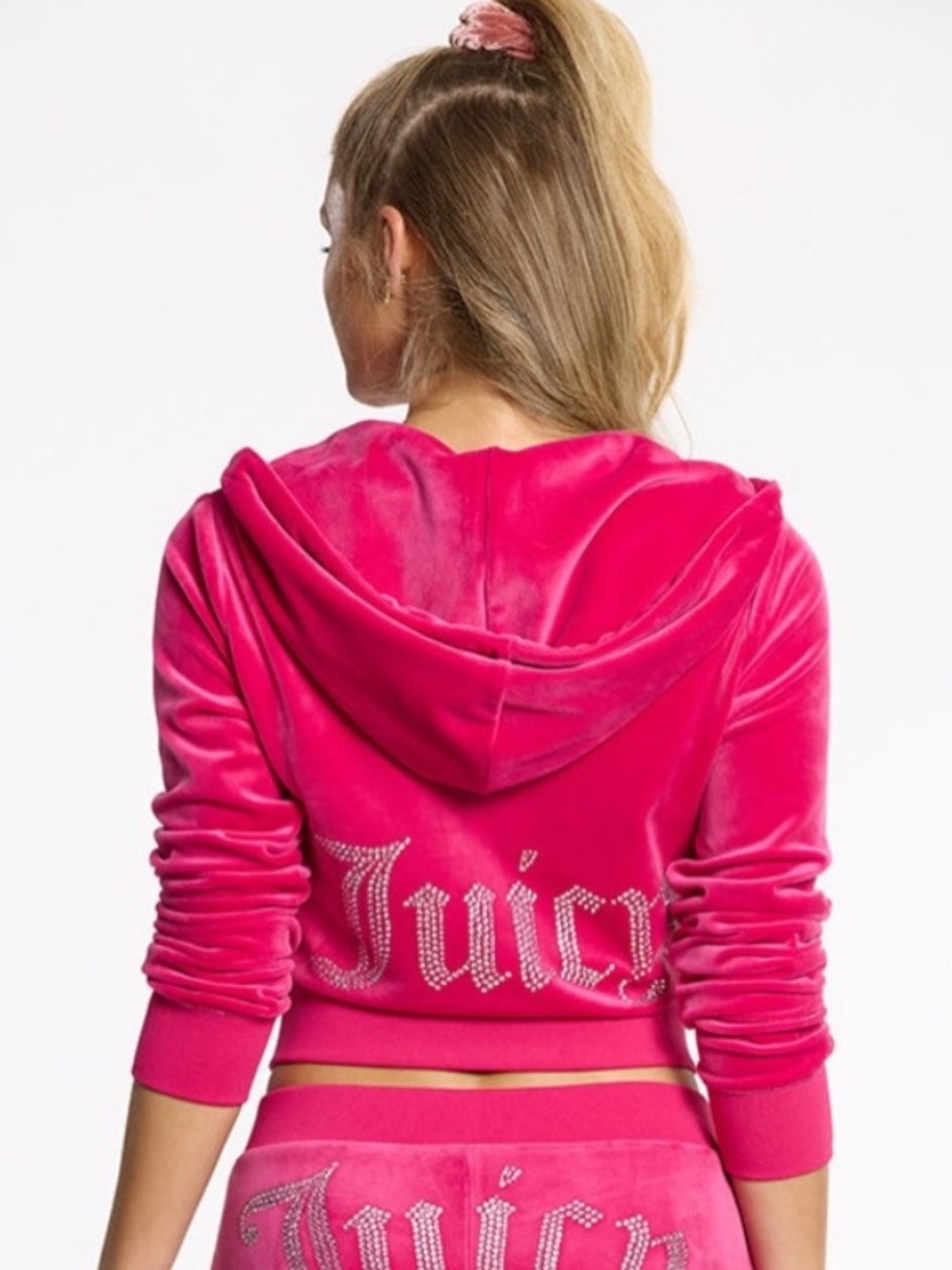 NWT Juicy Couture Velour Zip Jacket M Hot Pink Rhinestone Juicy Barbiecore NWT